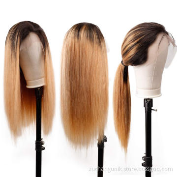 Uniky Wholesale 100% Virgin Human Hair Wig Vendor Supply Two Tone Ombre 1b 27 Human Hair Ladies Front Lace Wig With Baby Hair